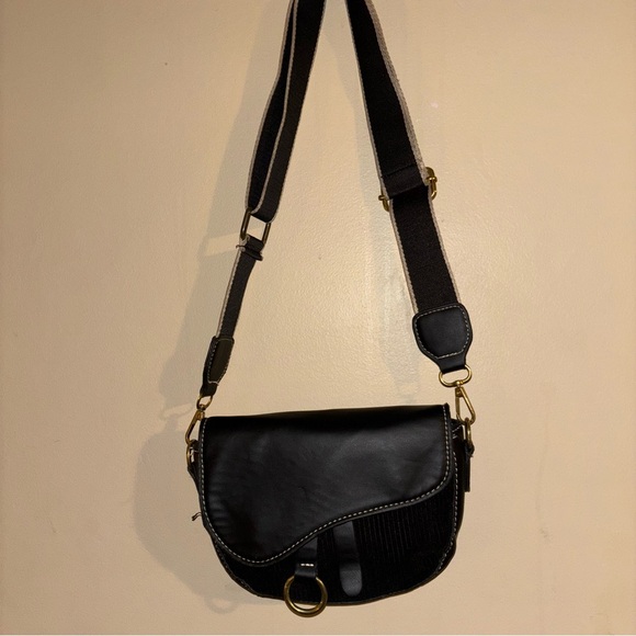 2/$30 Saddle Black PU Shoulder Bag Adjustable Strap - Picture 2 of 12